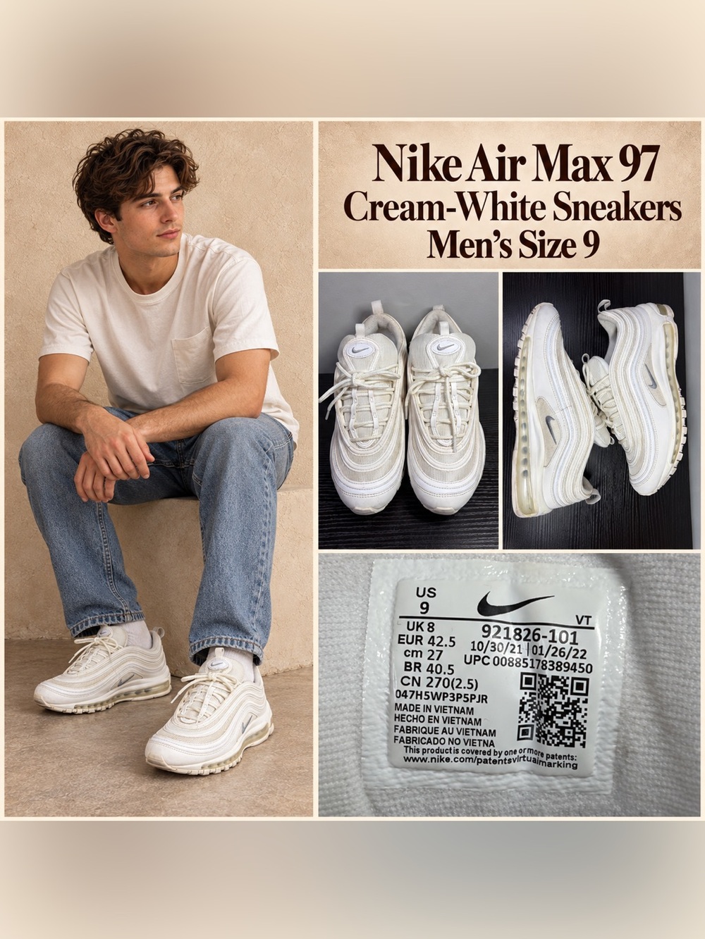 Nike Air Max 97 Men's Cream White Sneakers